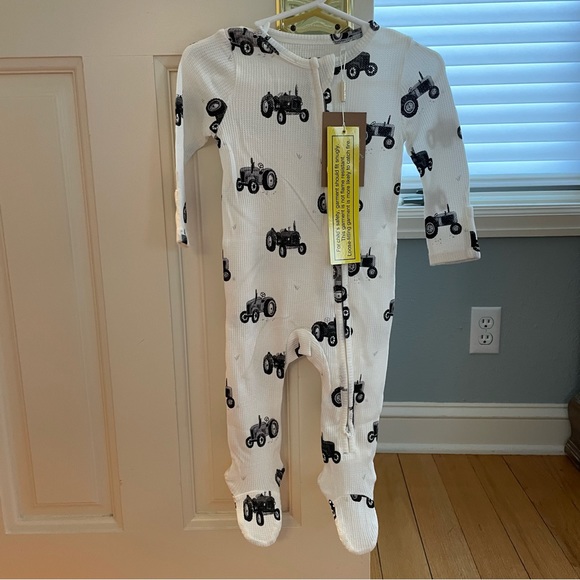 Angel Dear Other - NWT Angel Dear Waffle Thermal Tractor Footie Pajama with Foldover Cuffs 6-9M